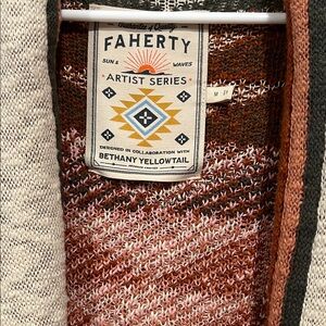 Faherty Open Knit Cardigan in Rust Multi Blend